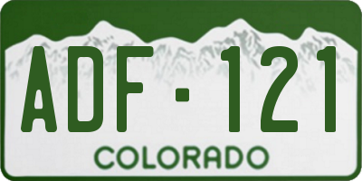 CO license plate ADF121