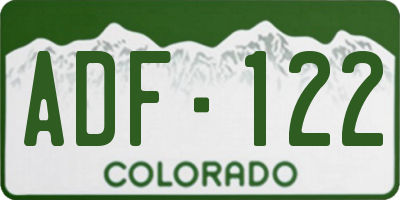 CO license plate ADF122