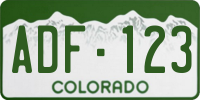 CO license plate ADF123