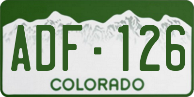 CO license plate ADF126