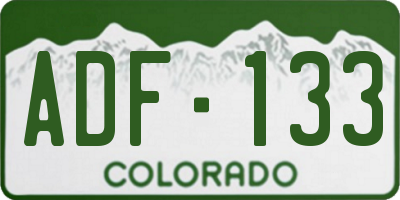CO license plate ADF133
