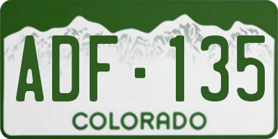 CO license plate ADF135