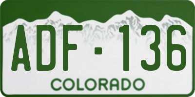 CO license plate ADF136