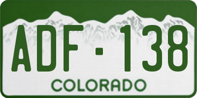 CO license plate ADF138
