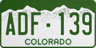 CO license plate ADF139