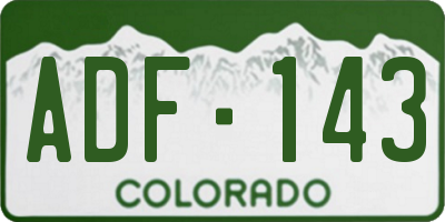 CO license plate ADF143