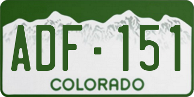 CO license plate ADF151