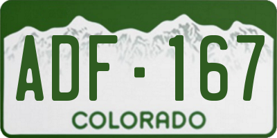 CO license plate ADF167