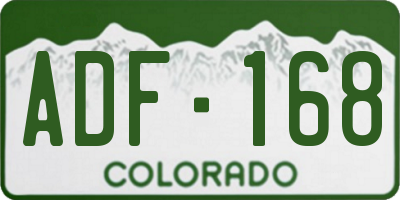 CO license plate ADF168
