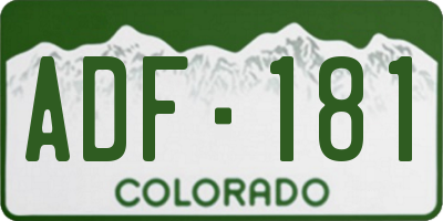 CO license plate ADF181
