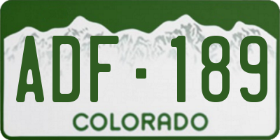CO license plate ADF189