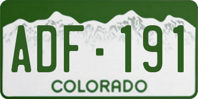 CO license plate ADF191