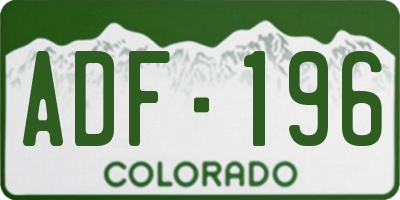 CO license plate ADF196