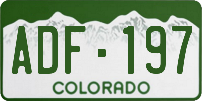 CO license plate ADF197