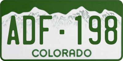 CO license plate ADF198