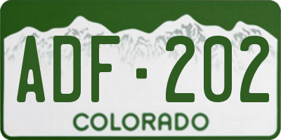 CO license plate ADF202