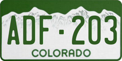 CO license plate ADF203