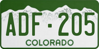 CO license plate ADF205