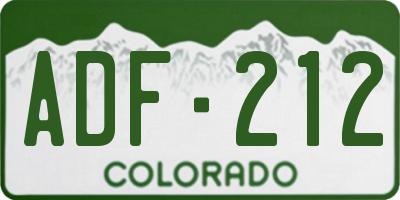 CO license plate ADF212