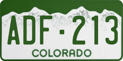 CO license plate ADF213