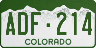 CO license plate ADF214
