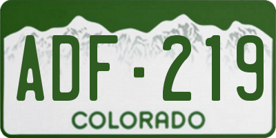 CO license plate ADF219