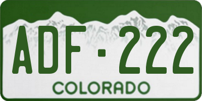 CO license plate ADF222