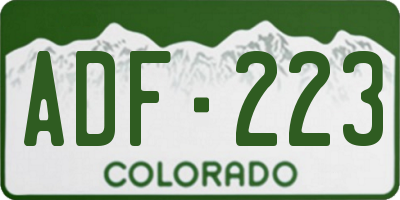 CO license plate ADF223