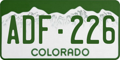 CO license plate ADF226