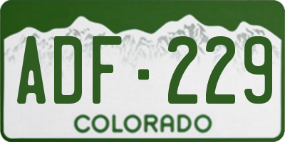 CO license plate ADF229