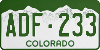 CO license plate ADF233