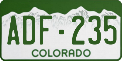 CO license plate ADF235