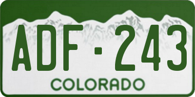 CO license plate ADF243