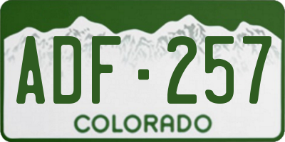 CO license plate ADF257