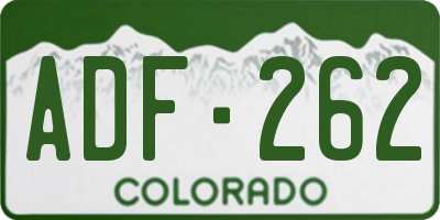 CO license plate ADF262