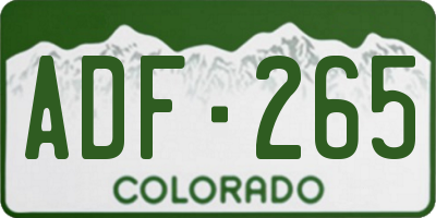 CO license plate ADF265