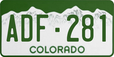CO license plate ADF281