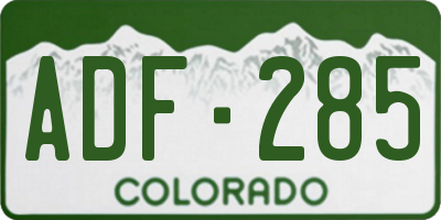 CO license plate ADF285