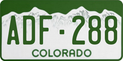CO license plate ADF288