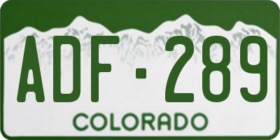 CO license plate ADF289