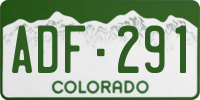 CO license plate ADF291