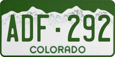 CO license plate ADF292