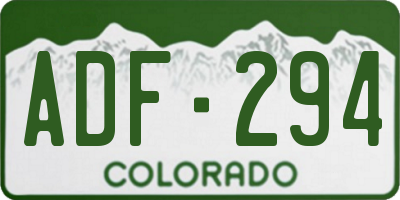 CO license plate ADF294