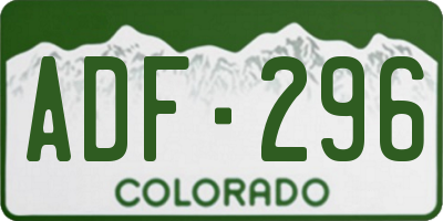 CO license plate ADF296