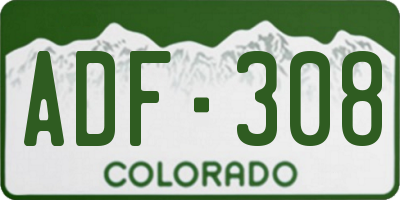 CO license plate ADF308