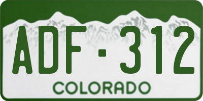 CO license plate ADF312