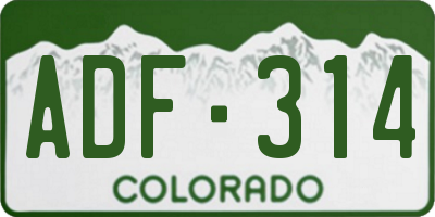 CO license plate ADF314