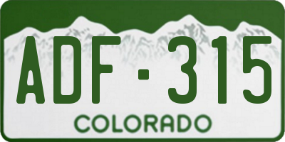 CO license plate ADF315