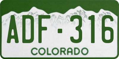 CO license plate ADF316