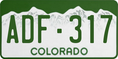 CO license plate ADF317